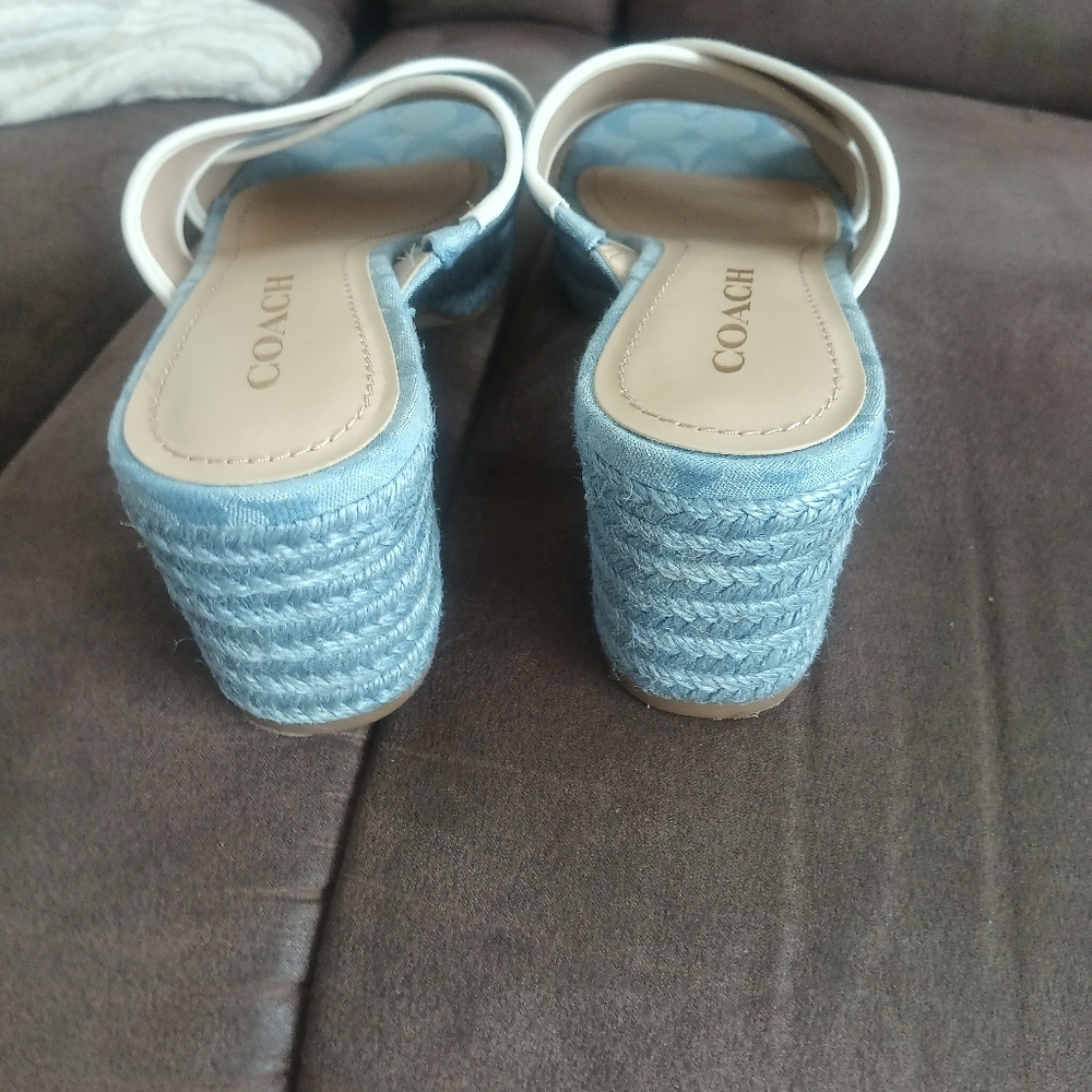 COACH Light Blue Denim Signature Crossover Mules - Picture 3 of 3